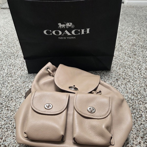 Coach Leather Backpack Purse Satchel Convertible Drawstring Bag - Picture 16 of 16